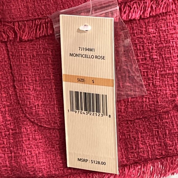 Nanette Lepore Blazer Womens 8 Pink Tweed Boucle Knit Jacket Tweed Fringe Jacket - Picture 4 of 8